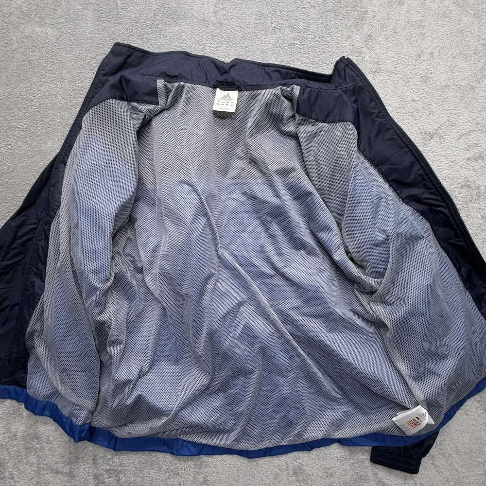 Vintage Adidas Jacket Mens L Blue Colorblock Windbreaker Full Zip Lined